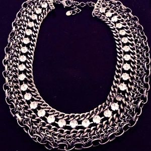 Silver necklace with cubic zirconia stones